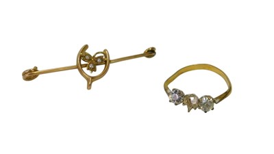 Lot 344 - A Victorian seed pearl leaf and wishbone...