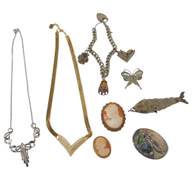 Lot 346 - A group of costume jewellery, to include a...