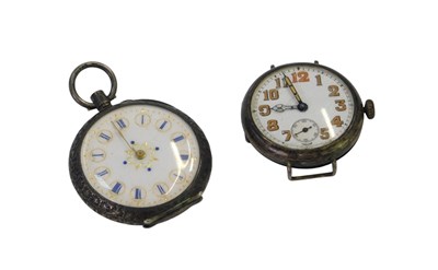 Lot 348 - A gentleman's silver cased watch head, with...