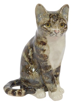 Lot 364 - A Winstanley pottery tabby cat, modelled in...