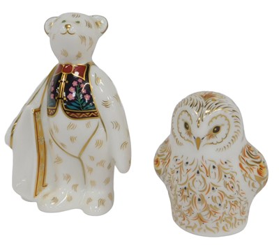 Lot 377 - Two Royal Crown Derby porcelain paperweights,...