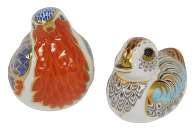 Lot 374 - Two Royal Crown Derby porcelain paperweights,...