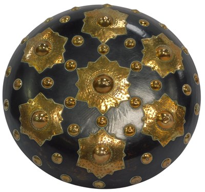 Lot 384 - A Turkish Ottoman style wooden shield, with...