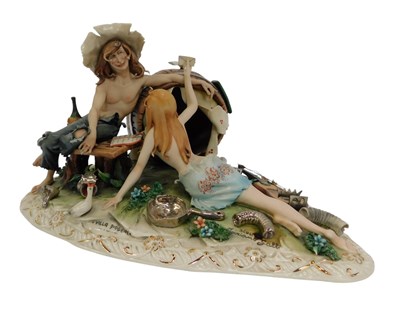 Lot 388 - A Capodimonte figure group modelled as Villa...