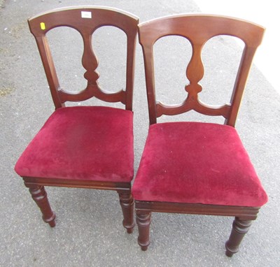 Lot 1066 - A pair of Victorian mahogany dining chairs,...