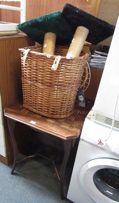 Lot 1073 - Two cat scratching posts, a wicker basket for...