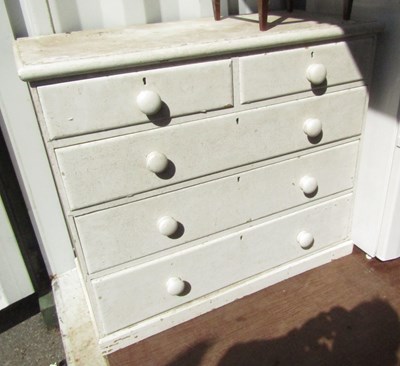 Lot 1098 - A white painted Victorian chest, of two short...