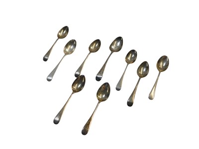 Lot 420 - A harlequin set of nine silver Old English...