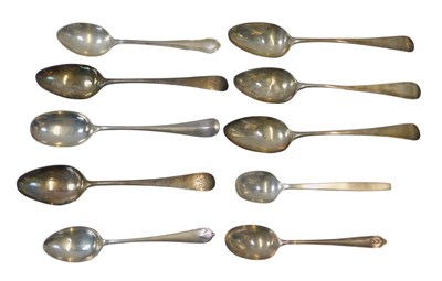 Lot 421 - Ten silver tea and coffee spoons, some initial...