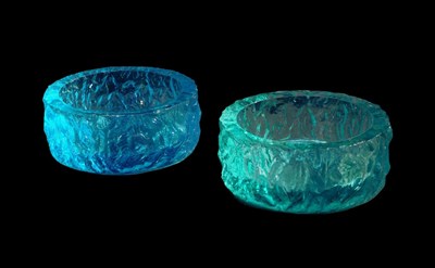 Lot 434 - Two Whitefriars kingfisher blue glass bark...