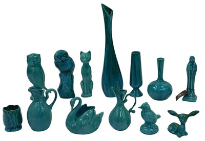 Lot 158 - A group of Anglia turquoise glaze pottery,...