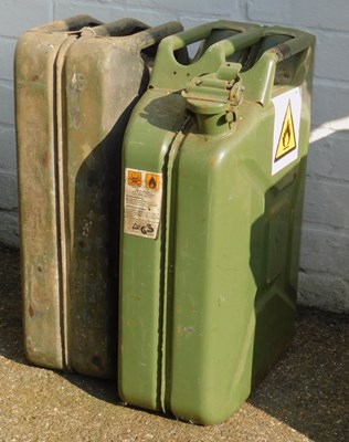 Lot 563 - Two military green painted jerry cans.