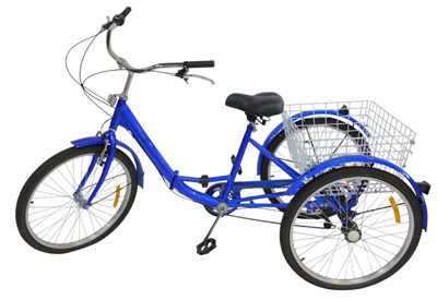 Lot 564 - A metallic blue trim trike, with basket.