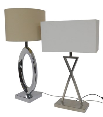 Lot 578 - Two metal table lamp bases, one of X form, and...