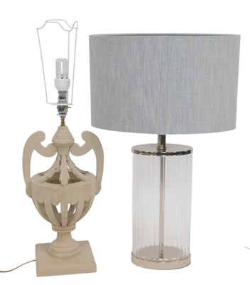 Lot 579 - Two contemporary table lamps, one of glass...
