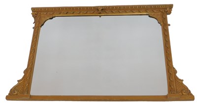 Lot 586 - A 19thC giltwood overmantel mirror, of...