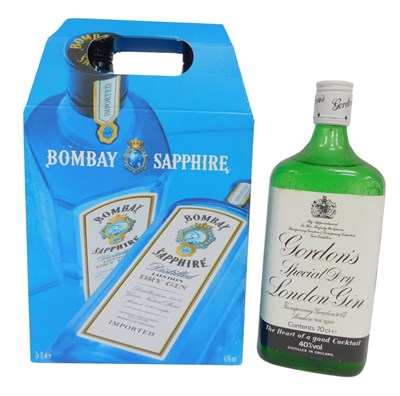 Lot 502 - Three bottles of gin, comprising Gordon's...