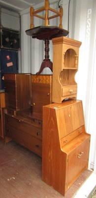 Lot 1123 - A pine wall hanging shelf unit, with drawer, a...