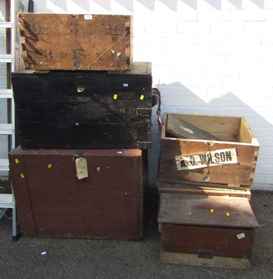 Lot 1133 - Six wooden shipping crates, the largest approx...