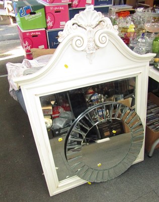 Lot 1151 - A cream painted overmantel mirror, with shell...