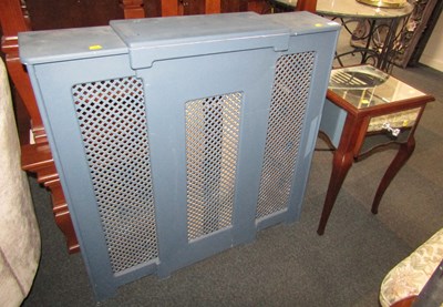 Lot 1155 - A blue painted radiator cover, 89cm...
