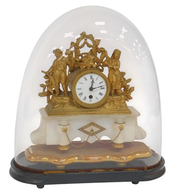 Lot 518 - A late 19thC gilt metal drum head mantel clock,...