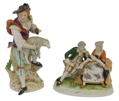 Lot 606 - A Sitzendorf porcelain figure of a shepherd...