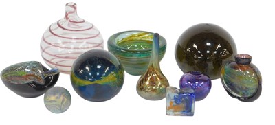 Lot 466 - A group of heavy glass weights and vases, etc.,...