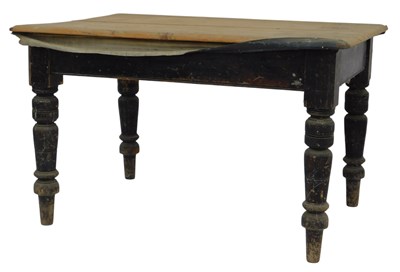 Lot 717 - A Victorian pine kitchen table, the...