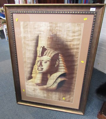 Lot 2027 - A large framed and glazed papyrus picture of...