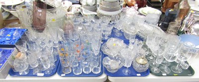 Lot 2093 - Glassware, including four cut glass Champagne...
