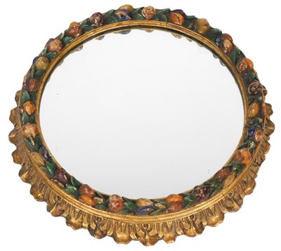 Lot 250 - An early 20thC circular gilt and carved wood...