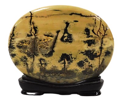 Lot 259 - A 20thC Chinese oval dendritic stone, on a...