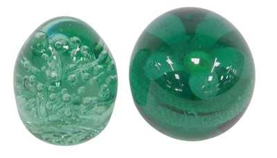 Lot 484 - Two Victorian green glass dump weights, one...
