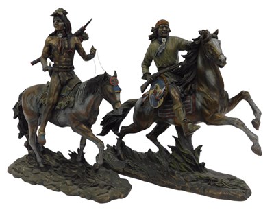 Lot 558 - Two Veronese Native American resin figures,...