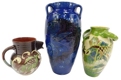 Lot 608 - Two CH Brannam Barnstaple earthenware pottery...