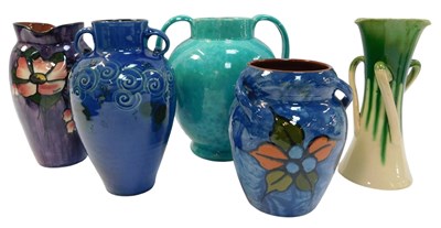 Lot 552 - A J Massier Vallauris turquoise twin-handled...