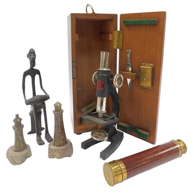Lot 614 - A mahogany cased student's microscope,...