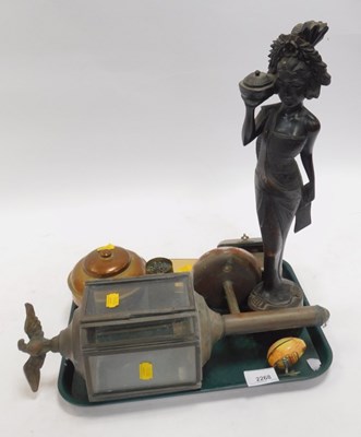 Lot 2268 - A 19thC brass carriage lantern, surmounted...