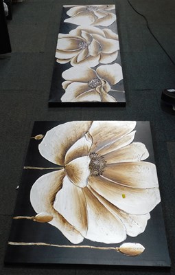 Lot 2220 - Two flower head canvas prints.