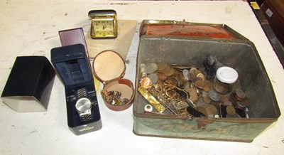 Lot 2234 - A tin containing a Pulsar lady's wristwatch,...