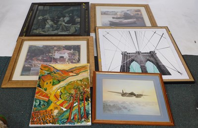 Lot 2151 - Pictures and prints, including a large framed...