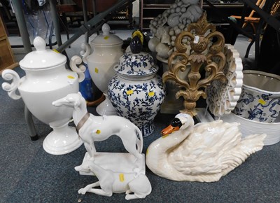 Lot 2163 - Ceramics, in the form of large garden urns...