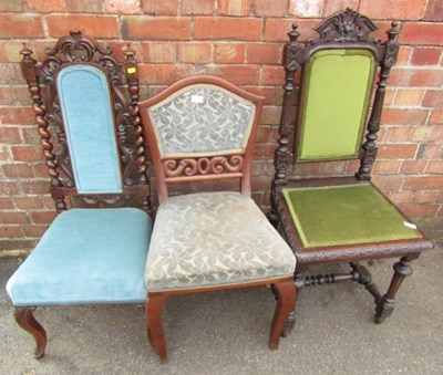 Lot 1010 - Three late Victorian chairs, to include a...