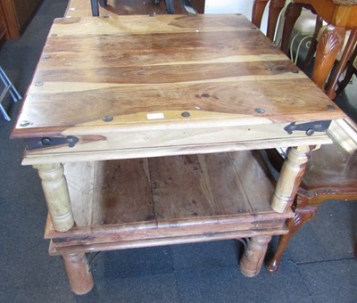 Lot 1064A - A pair of Indian hardwood square coffee tables,...