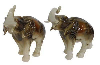 Lot 482 - Two Royal Dux porcelain elephants, pink...