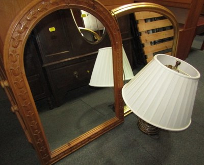 Lot 1002A - A carved wooden mirror, a gilt framed mirror...