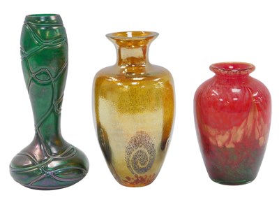 Lot 763 - A Caithness gold glass vase, of shouldered...