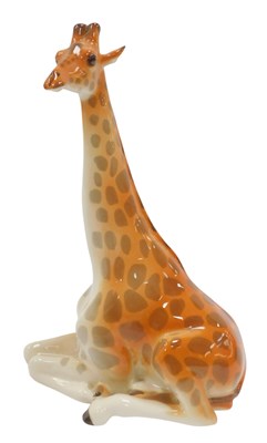 Lot 764 - A Lomonosov porcelain figure of a giraffe,...