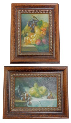 Lot 765 - J Howard (Late 20thC). Still life of fruit on...